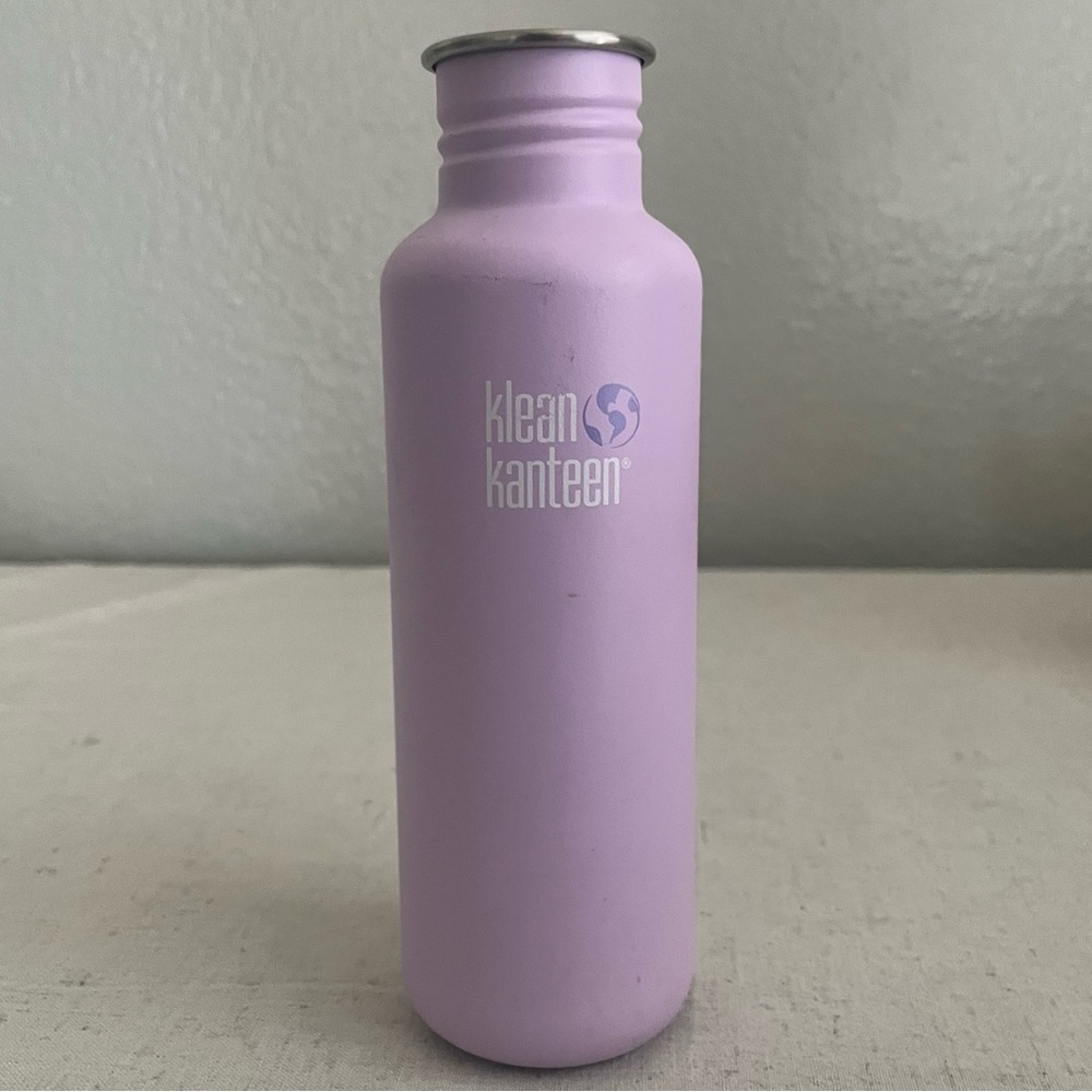 Klean kanteen lavender light purple water bottle 27 oz stainless steel